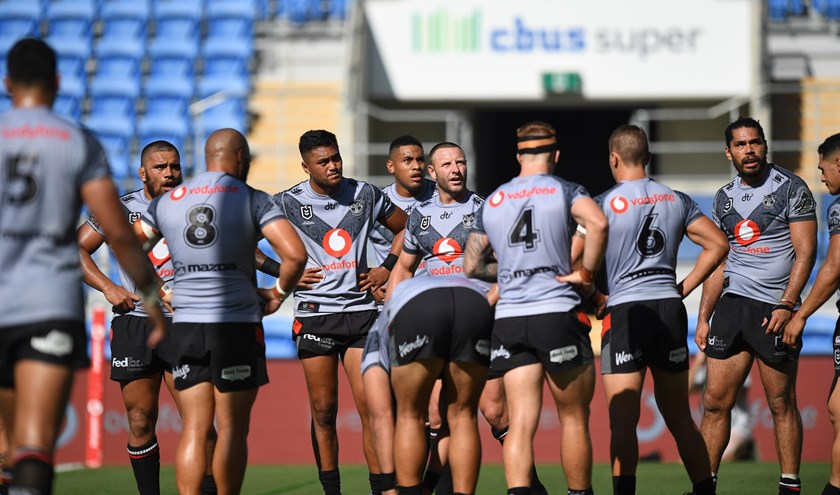 The New Zealand Warriors during their loss to Canberra in round two.