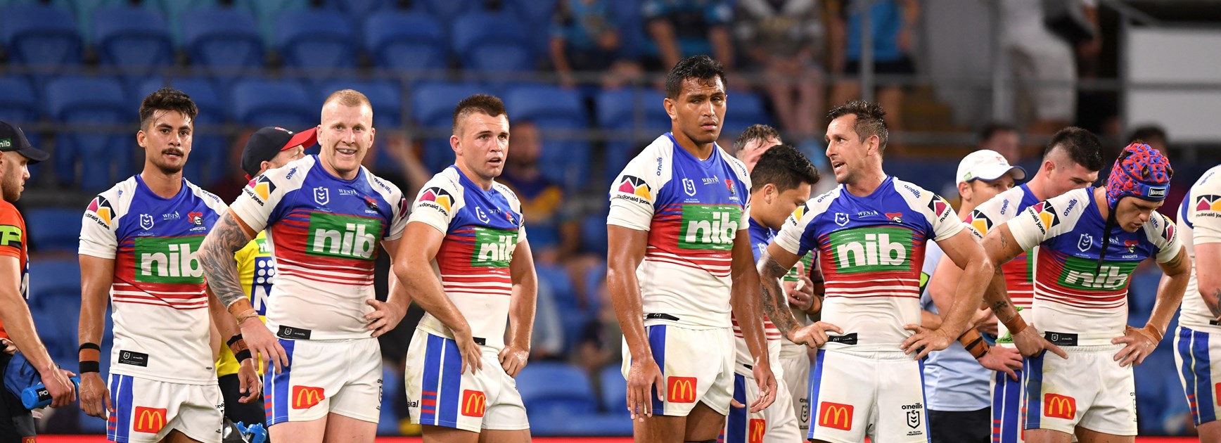 Knights players during their loss to the Gold Coast.