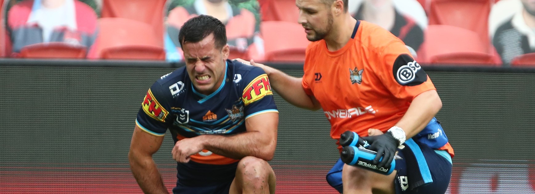 Corey Thompson suffered a head knock in his Titans debut.