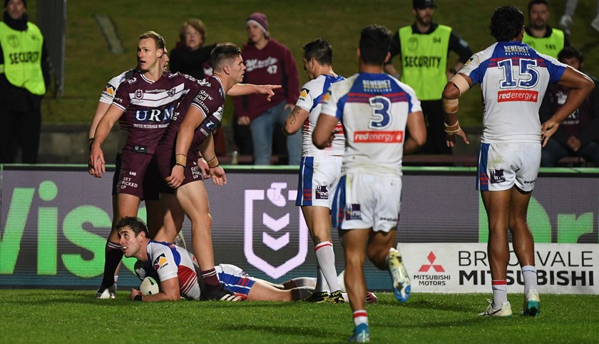 Daly Cherry-Evans points to fallen teammate Tevita Funa after the siren.