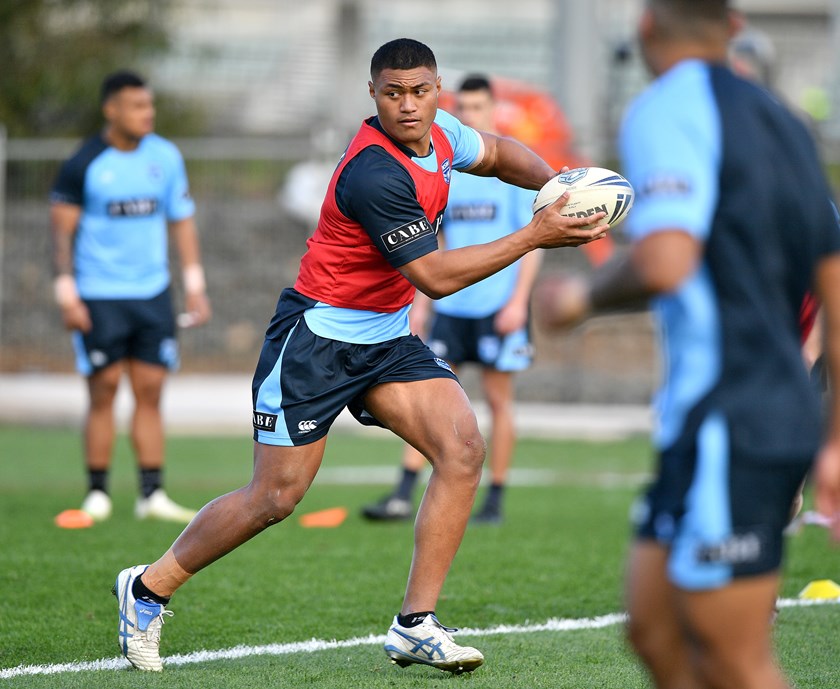 Stefano Utoikamanu in training with NSW under 20s in 2019.