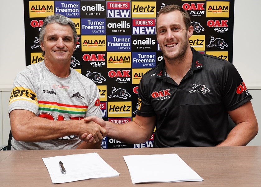 Ivan Cleary with Isaah Yeo after the co-captain signed his new contract.