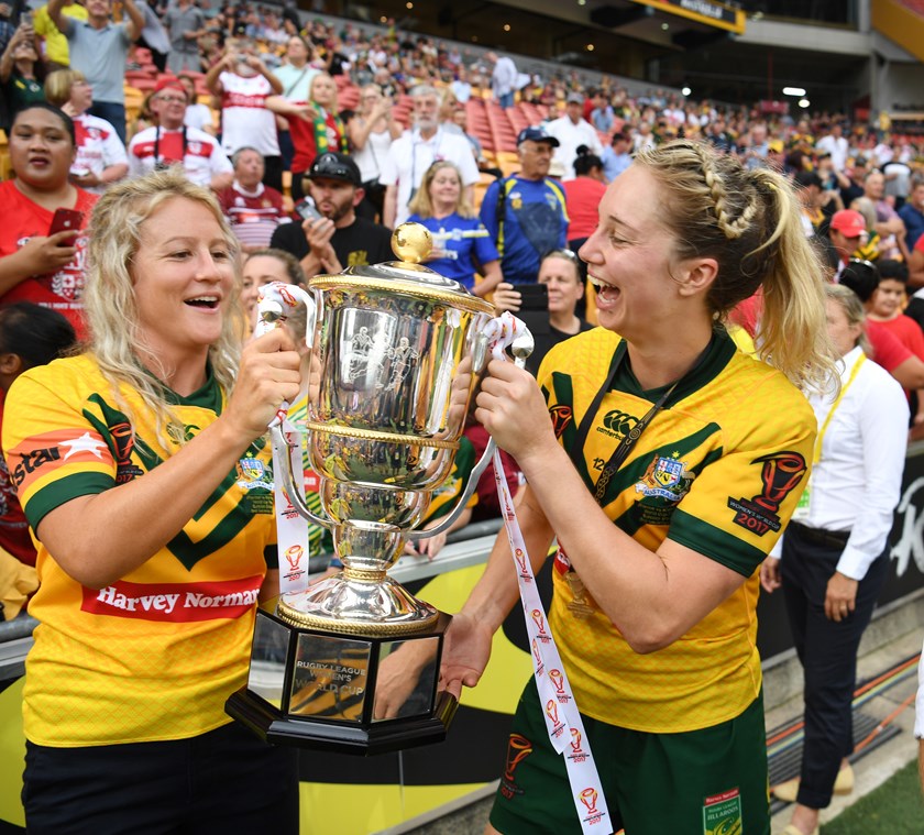 The Jillaroos after the 2017 World Cup final.