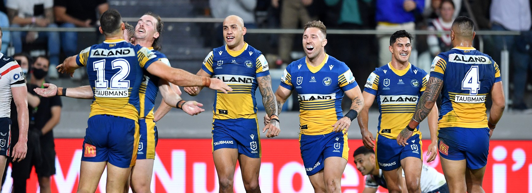 Parramatta celebrate another try.