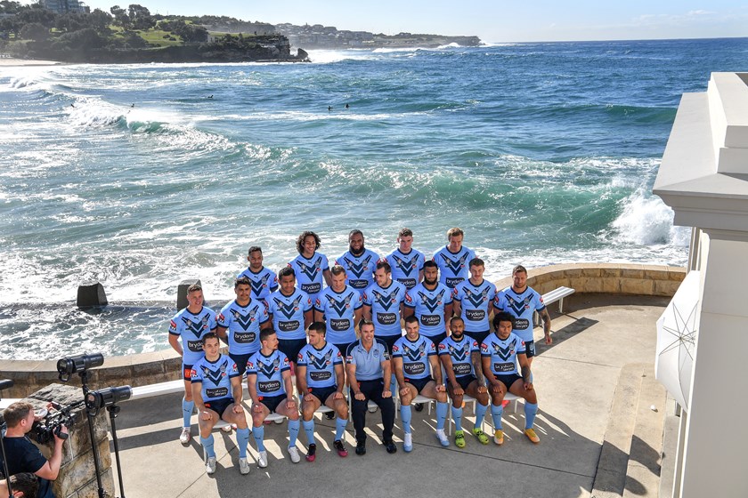 The Blues pose for their team photo at Coogee.