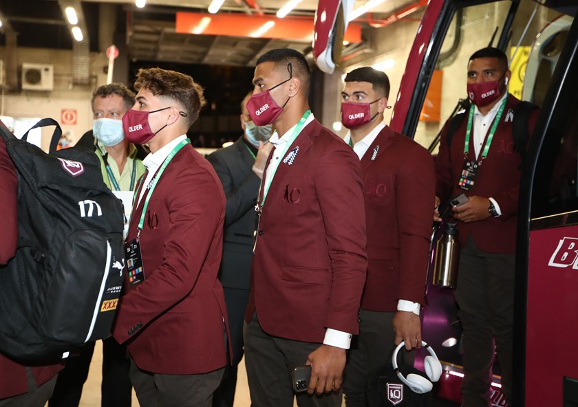 The Queensland squad arrives at Suncorp Stadium.