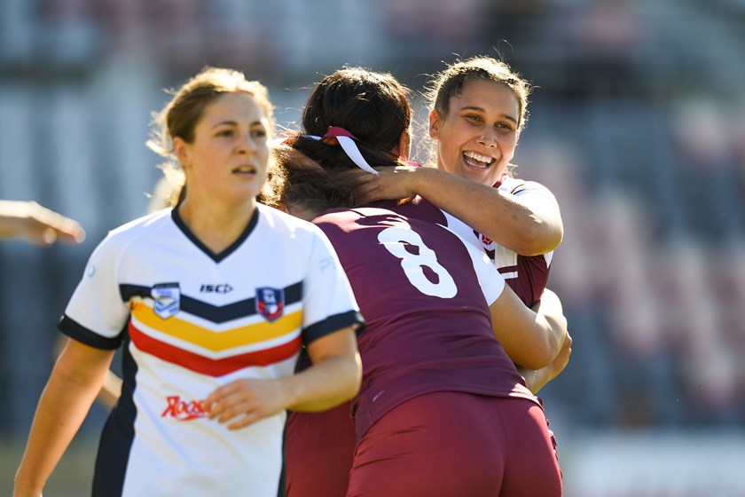 Layne Northey from Queensland Rubys celebrates a strong win over South Australia.
