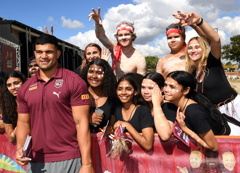 Maroons forward David Fifita at the Bundaberg Fan Day.