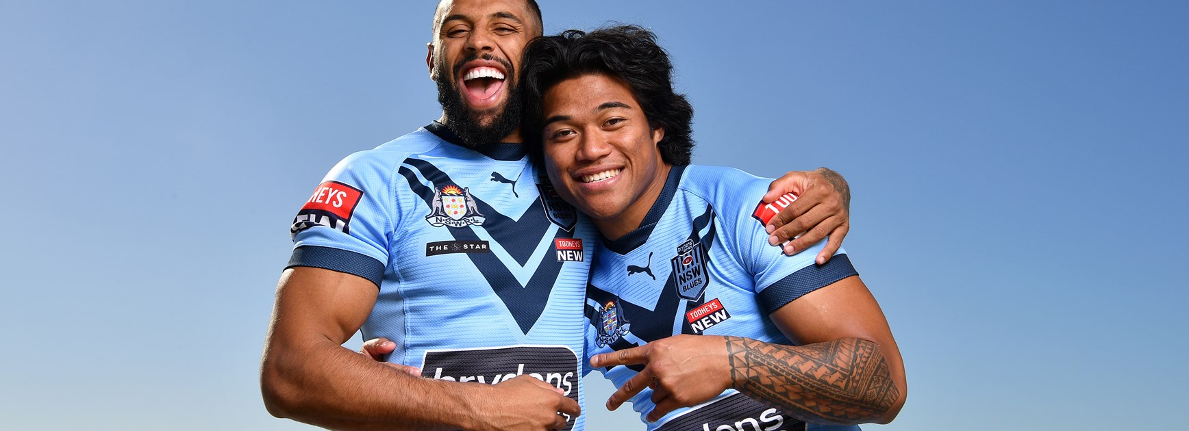 Blues winger Brian To'o and Josh Addo-Carr.