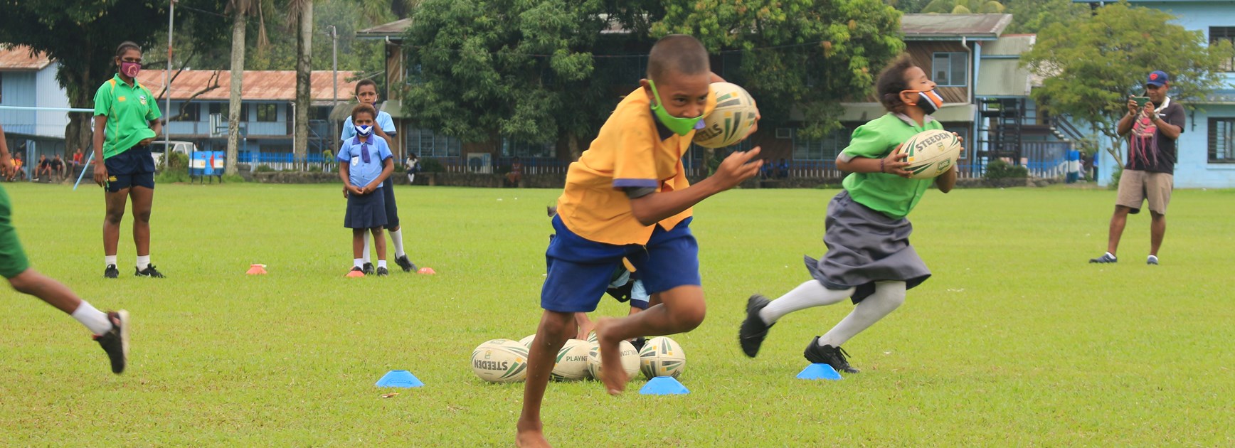 Papua New Guinea students taking part in the NRL League Bilong Laif program.