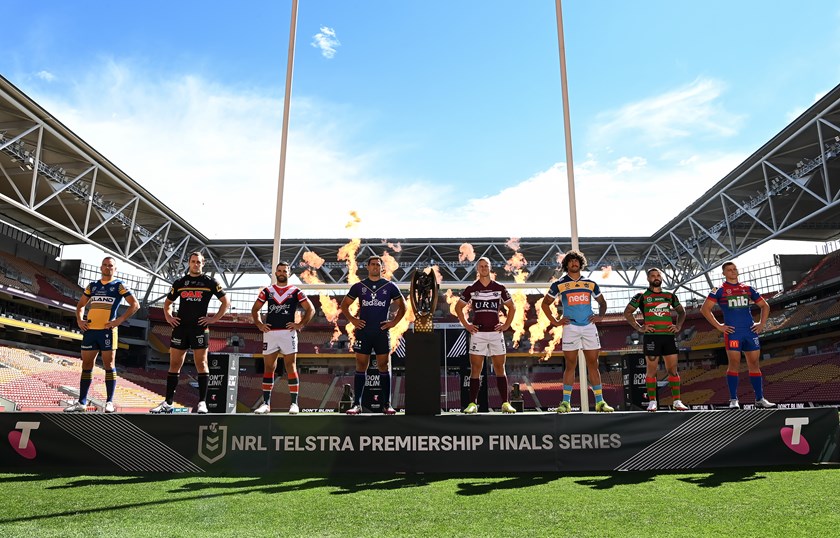 The eight finals captains launch the 2021 NRL finals series at Suncorp Stadium.