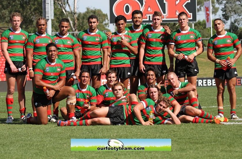 Paul Momirovski (back row, third from right) and Alex Johnston (back row, fourth from left) in Souths' 2013 SG Ball team.
