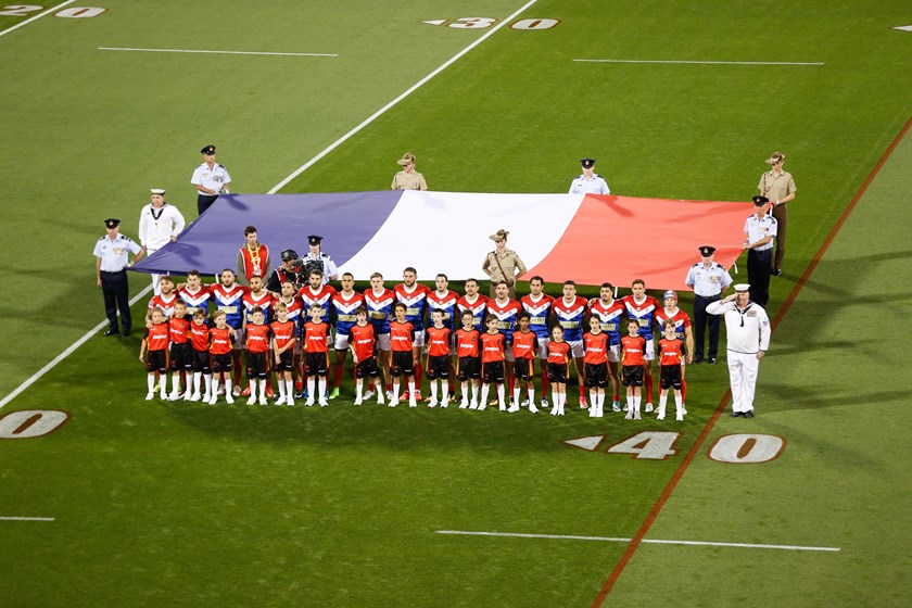 The France team before their RLWC2017 match against Australia