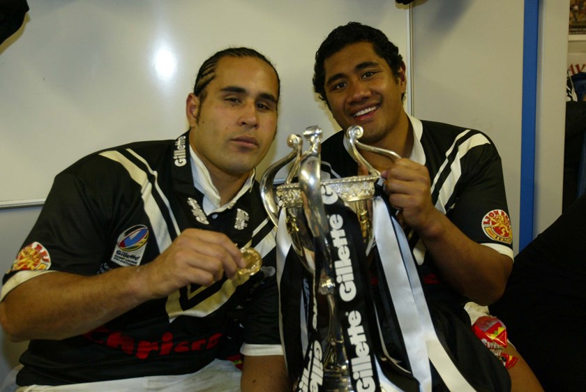 David Solomon (left) and Ali Lauititi won the 2005 Tri-Nations together with the Kiwis, beating Australia 24-0 in the final. ©NRL Photos