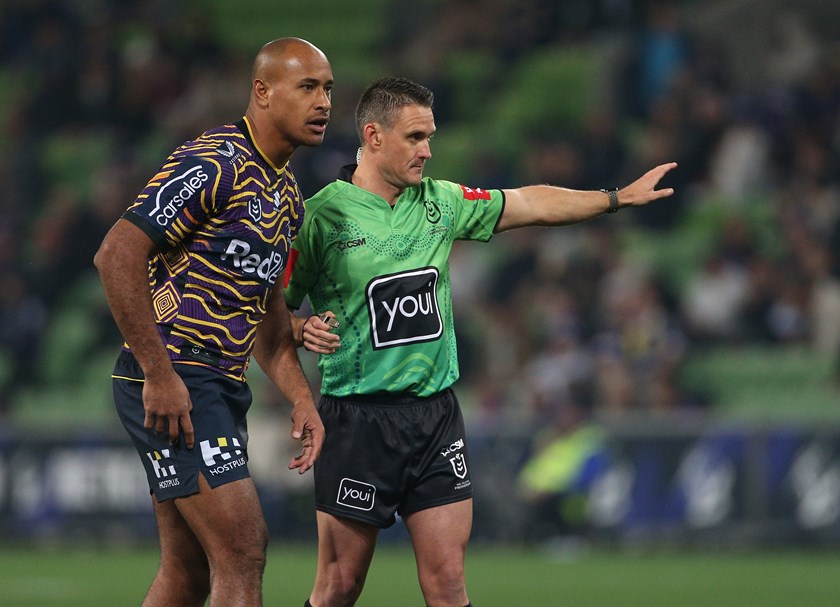 Referee Adam Gee wore the Indigenous jersey during Thursday night's Storm-Sea Eagles clash