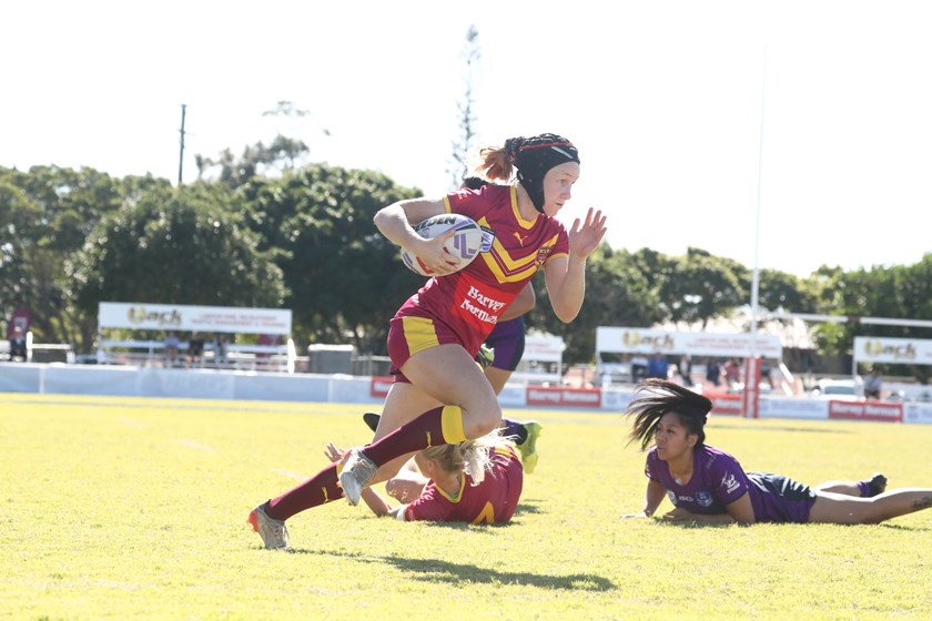 Jessica Gentle crosses for another try in the tournament to open the scoring for NSW Country.