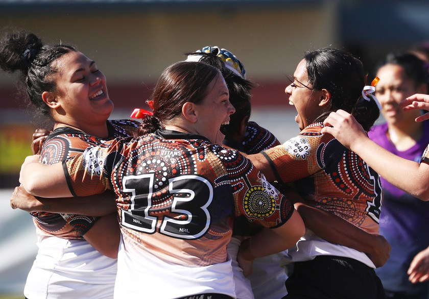 Northern Territory celebrate their first win of the tournament after beating Victoria.