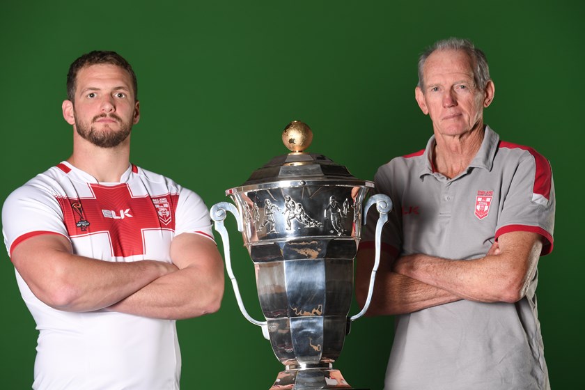 Bennett and England captain Sean O'Loughlin at the 2017 World Cup launch