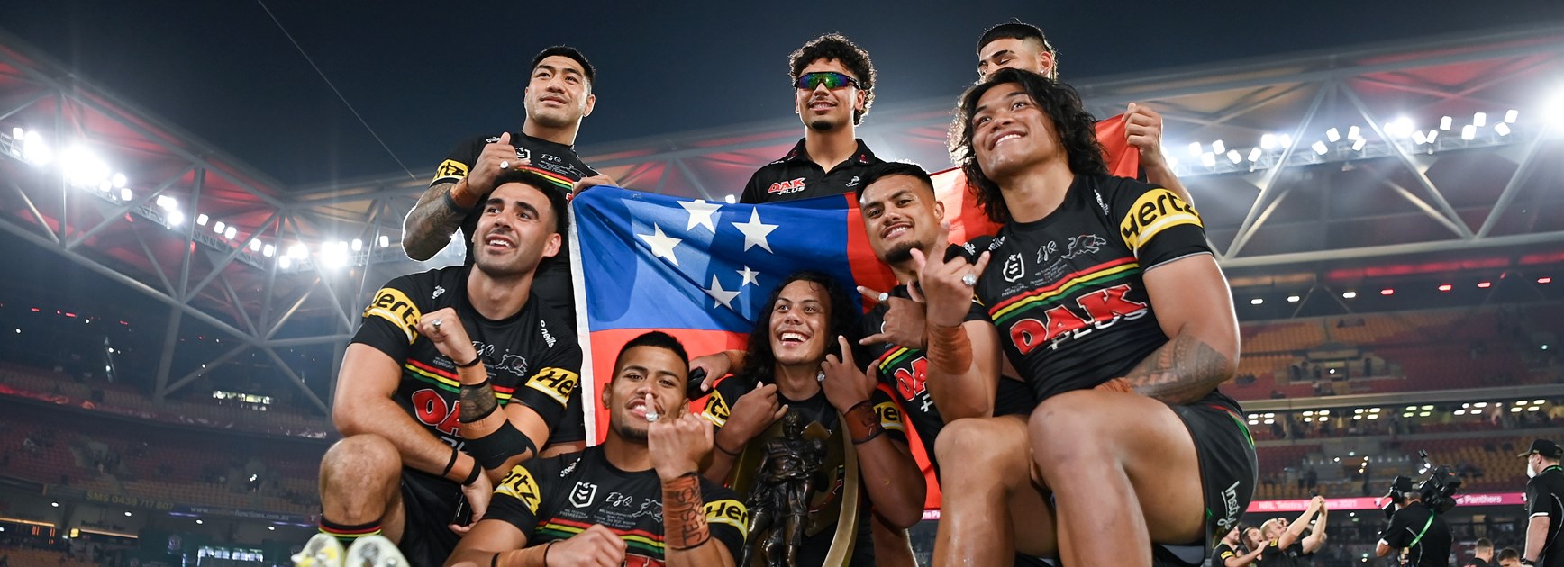 Penrith's Samoan connection celebrate after their 2021 premiership win