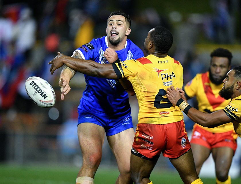 Josh Aloiai in action for Samoa against PNG in 2019