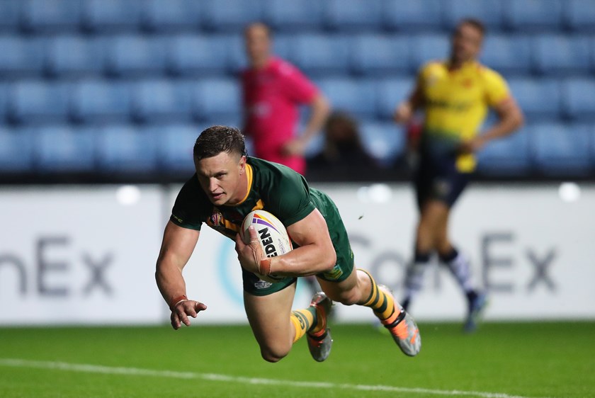 Wighton scored two tries against Scotland playing right centre
