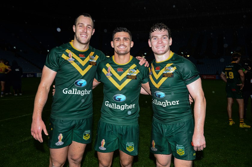 Panthers team-mates Isaah Yeo, Nathan Cleary and Liam Martin debuted together against Scotland