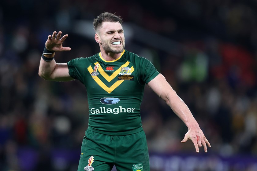 Angus Crichton celebrates Australia's World Cup win