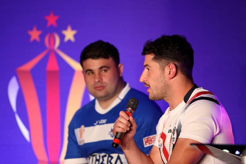 France captain Benjamin Garcia and his Greece counterpart Jordan Meads