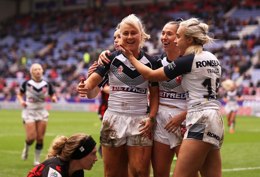Tara-Jane Stanley celebrates her hat-trick against Canada.
