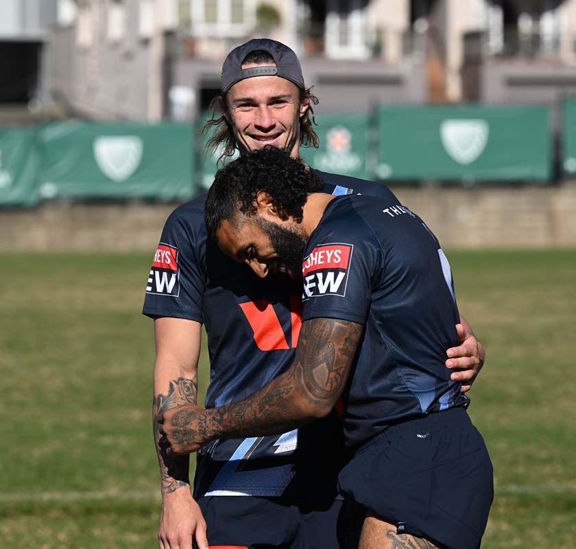 Blues players are paying tribute to Indigenous stars Nicho Hynes and Josh Addo-Carr 