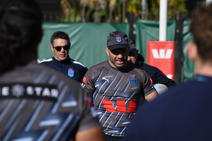 Blues coach Brad Fittler and captain James Tedesco 