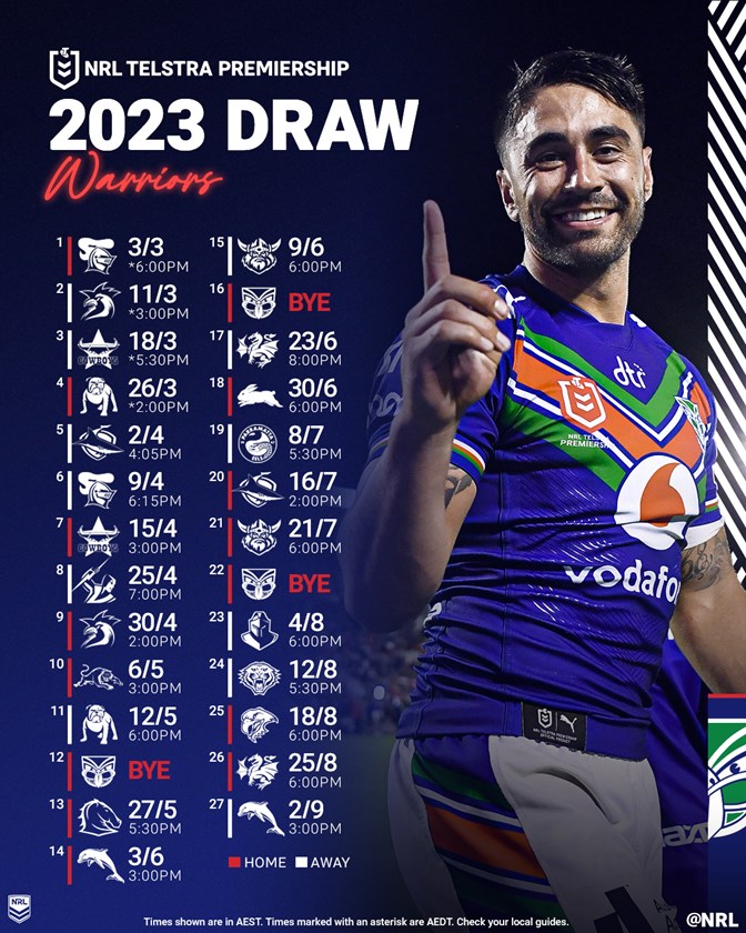 2024 NRL NZ Warriors Calendar