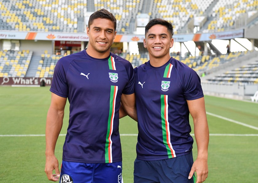 Tuaupiki pictured with Te Maire Martin ahead of his NRL debut last year. The pair both hail from the tiny New Zealand town of Tahāroa.