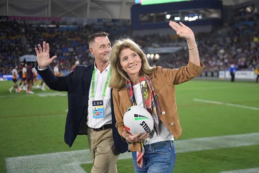 US ambassador Caroline Kennedy with Titans CEO Steve Mitchell 