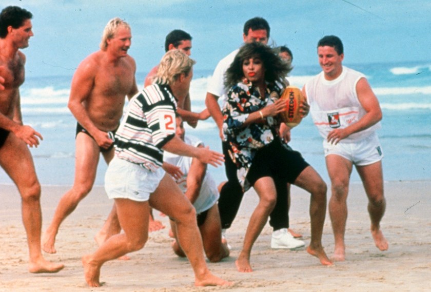 Tina Turner with Gold Coast Seagulls players in 1993