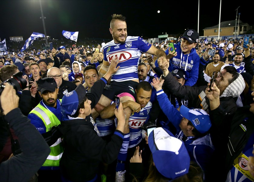 Josh Reynolds was chaired from the field after his 'farewell' in 2017 