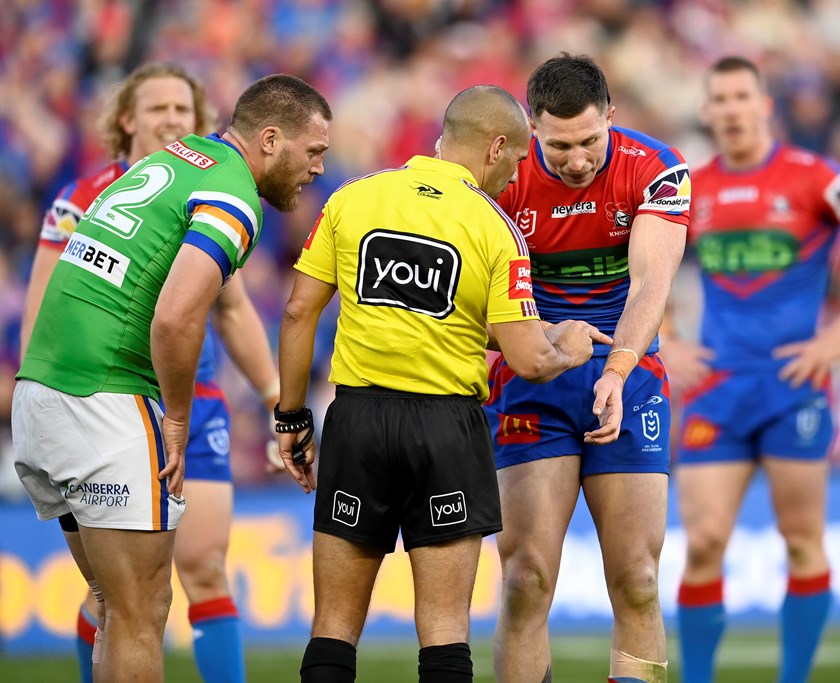 Tyson Gamble complained to referee Ashley Klein he had been bitten