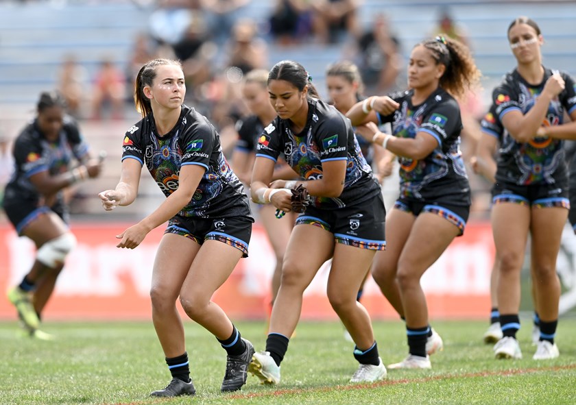 Dodd leads the Indigenous Women's Unity Dance before this year's All Stars match