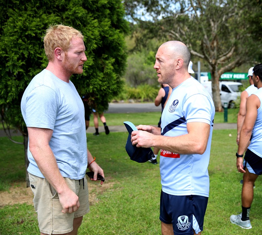 James Graham with James Roby at St Helens training