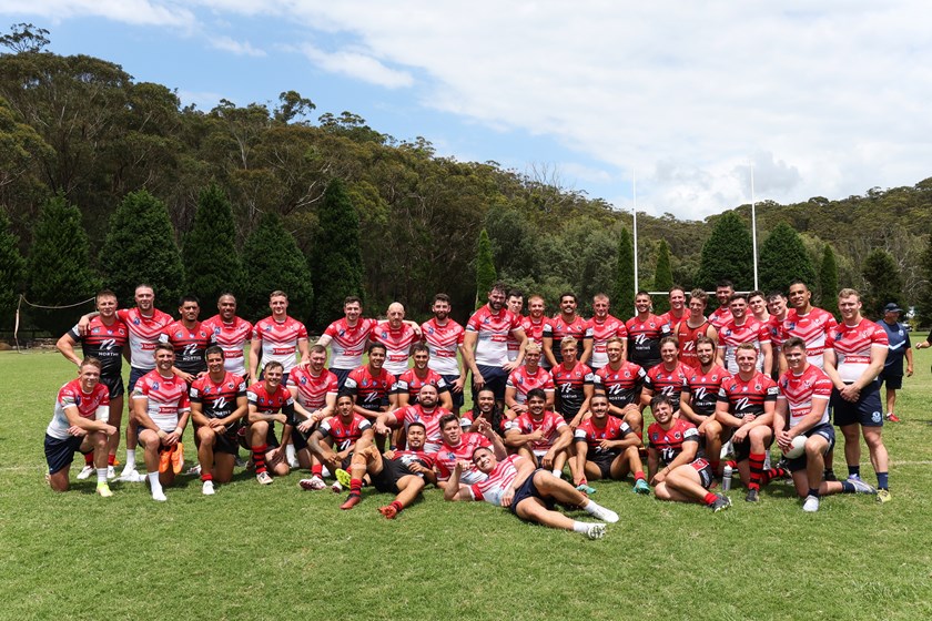 The St Helens squad after an opposed session with North Sydney