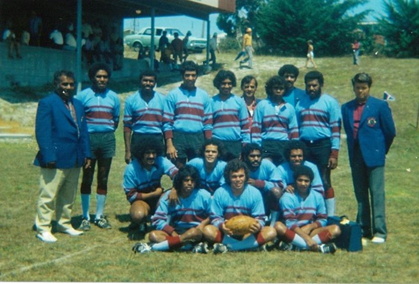 The team in their blue and maroon jerseys, recognising NSW and Queensland, and black shorts recogising Northern Territory. Photo: Supplied