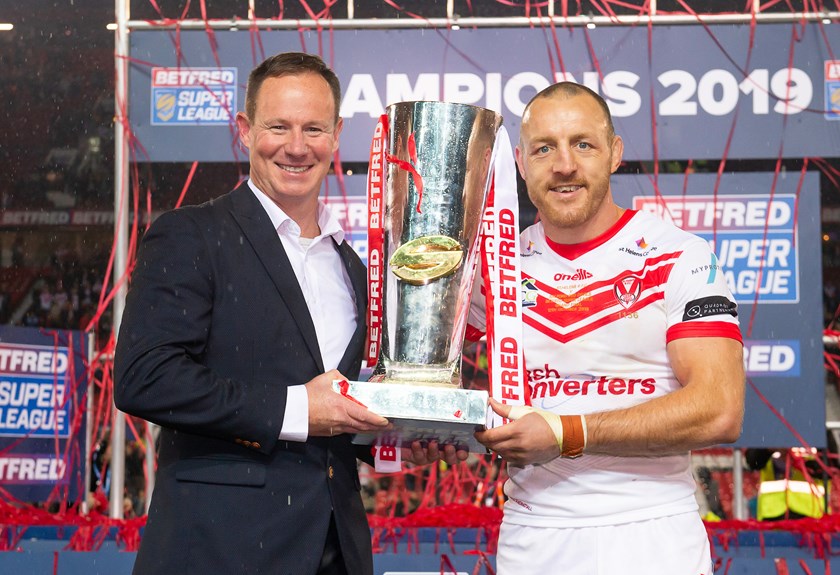 Justin Holbrook steered St Helens to grand final glory in  2019 with captain James Roby.
