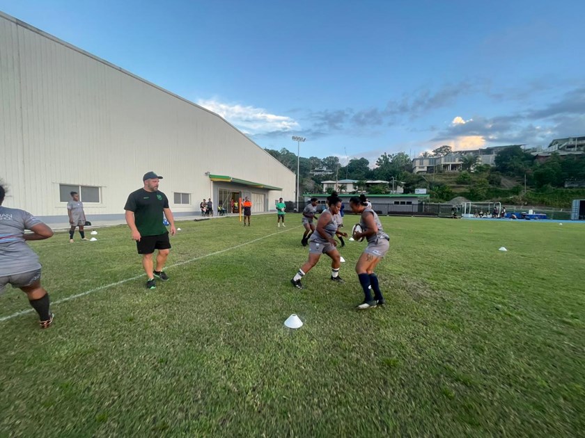 NRL pathways manager Mike Castle oversaw training sessions with players preparing for the Pacific Games