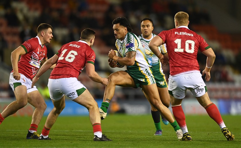 Zane Tetevano in action for Cook Islands during last year's World Cup