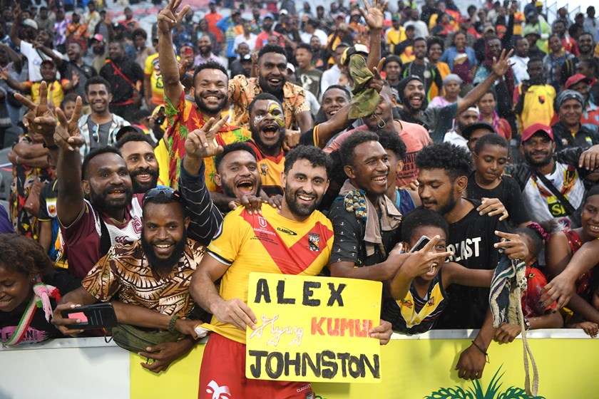 Alex Johnston was one of just five NRL players in the PNG team that won the Pacific Bowl 