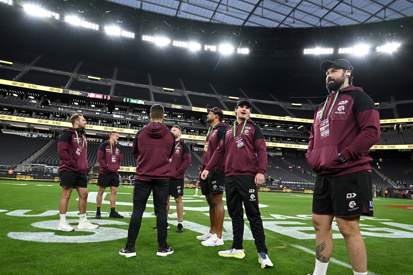 Aaron Woods in Las Vegas with the Manly squad for the historic 2024 season opener.