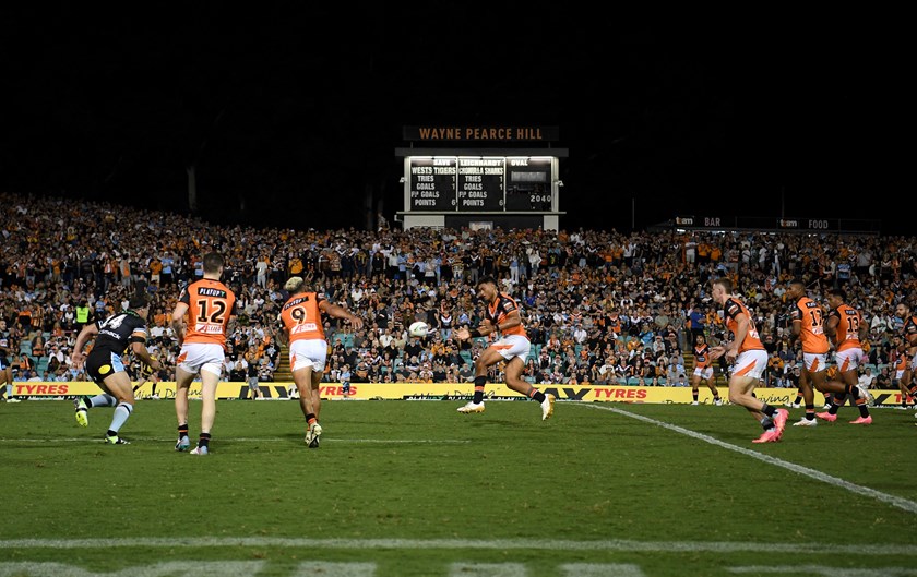 Almost 16,000 fans packed Leichhardt Oval for Wests Tigers first win under Benji Marshall. 