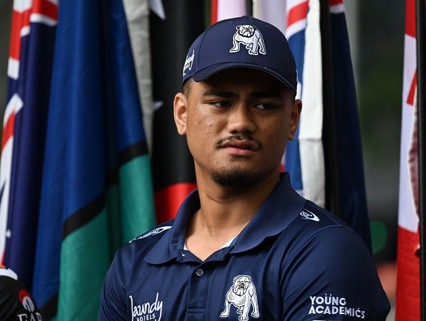 Bulldogs playmaker Karl Oloapu at the launch of NRL Multicultural Round.