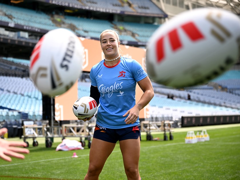 Isabelle Kelly at the captain's run for Sydney Roosters ahead of the NRLW Grand Final.