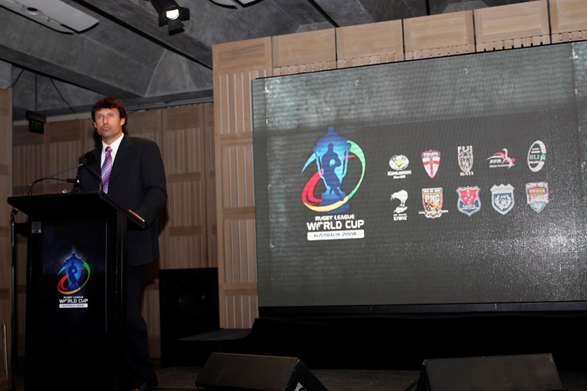 Laurie Daley at the launch of the 2008 World Cup 